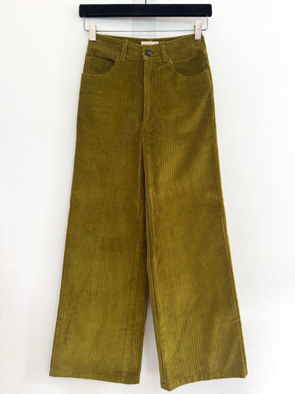 Sezane Le Crop Trousers Meadow Green High Rise Corduroy Pants Wide Leg - Picture 4 of 16